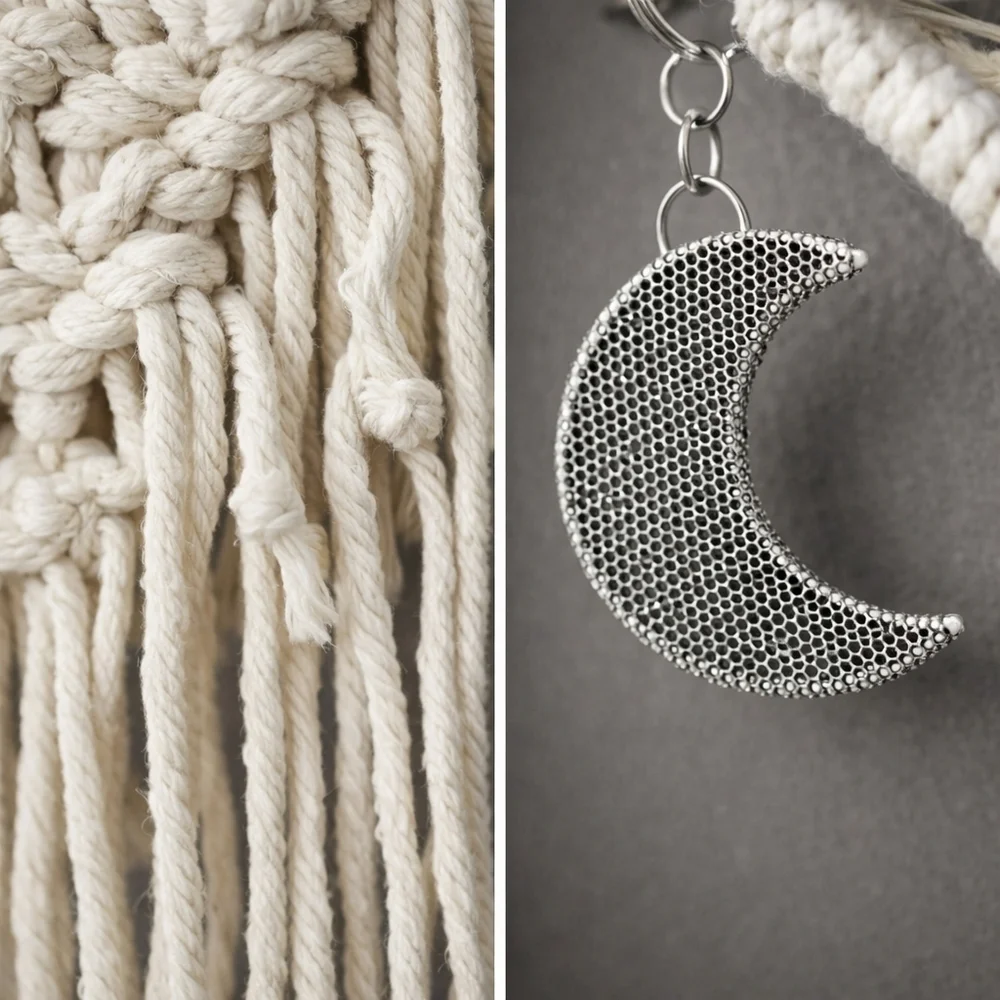 Macrame Moon Dreamcatcher Wall Hanging Boho Bedroom Nursery Decor 38
